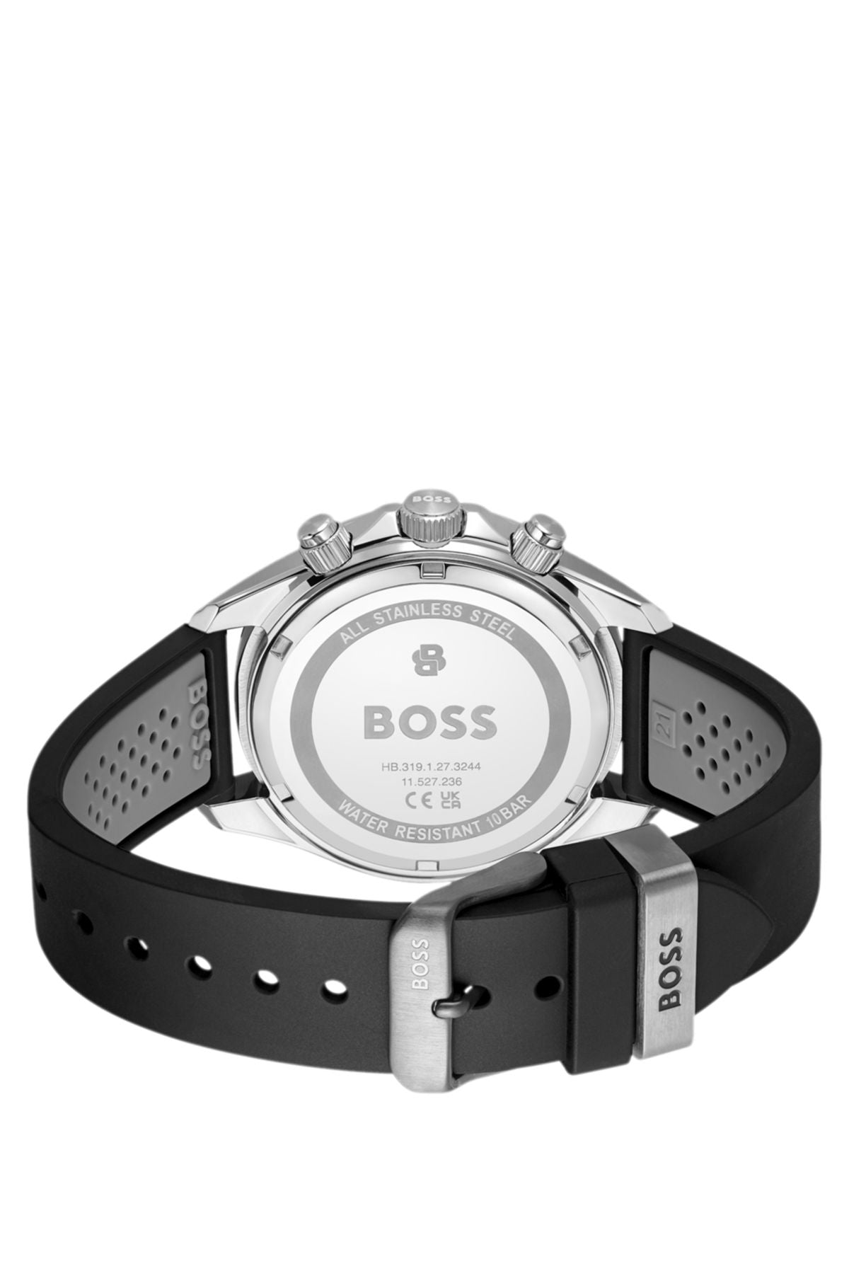 Reloj BOSS Bossletic 1514334 - reverso y cierre con fondo blanco