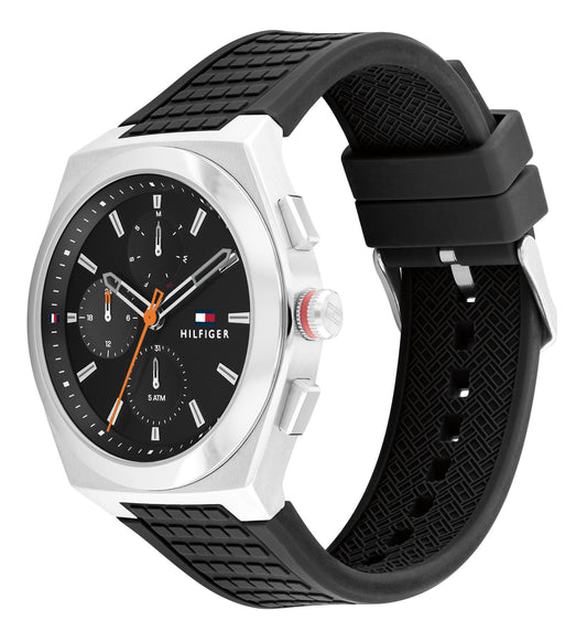 Reloj Tommy Hilfiger Connor para hombre con caja de acero inoxidable de 44 mm y esfera negra