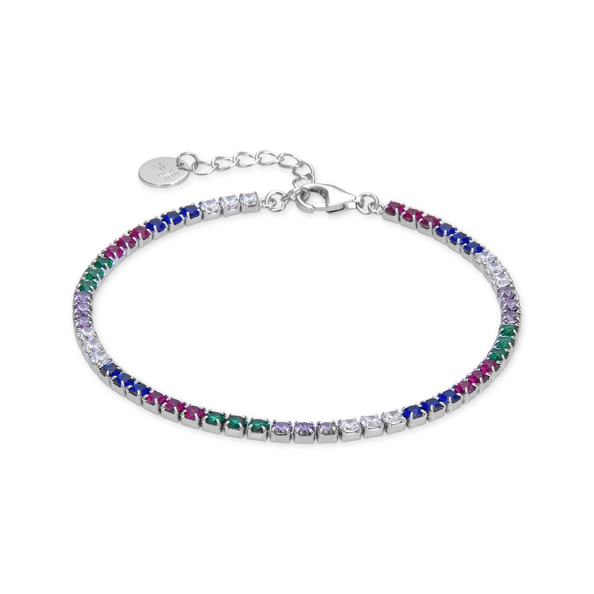 Pulsera de Plata de Ley 925 con Circonita Multicolor acabada en rodio - Tahu