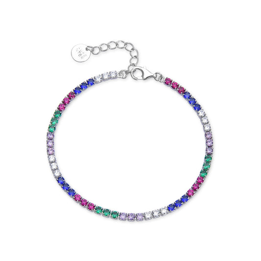 Pulsera de Plata de Ley 925 con Circonita Multicolor acabada en rodio - Tahu