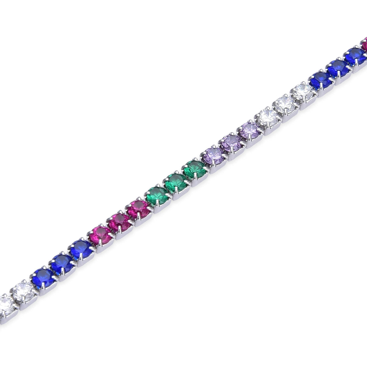 Pulsera de Plata de Ley 925 con Circonita Multicolor acabada en rodio - Tahu – vista 3