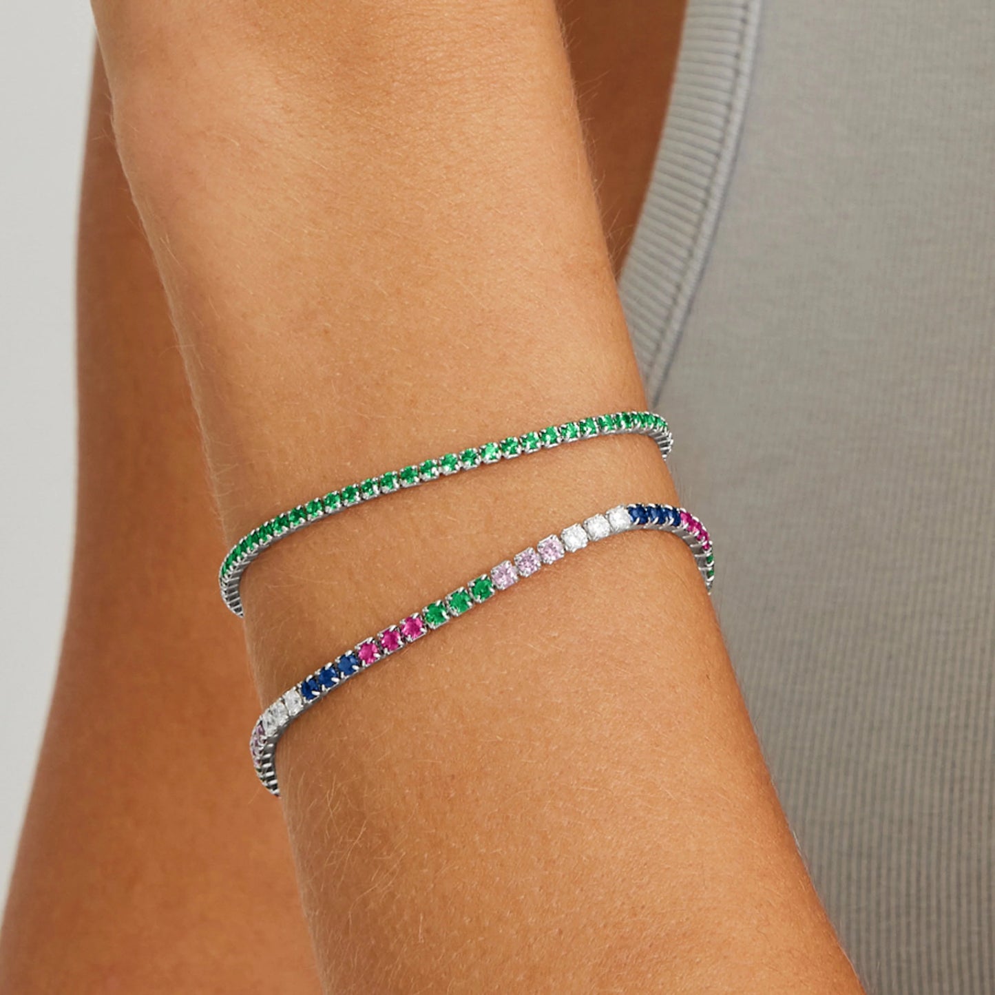 Pulsera de Plata de Ley 925 con Circonita Multicolor acabada en rodio - Tahu
