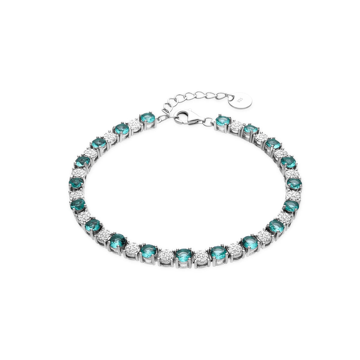 Pulsera de Plata de Ley 925 y Cuarzo Hidrotermal Verde Claro acabado en rodio - Raikash