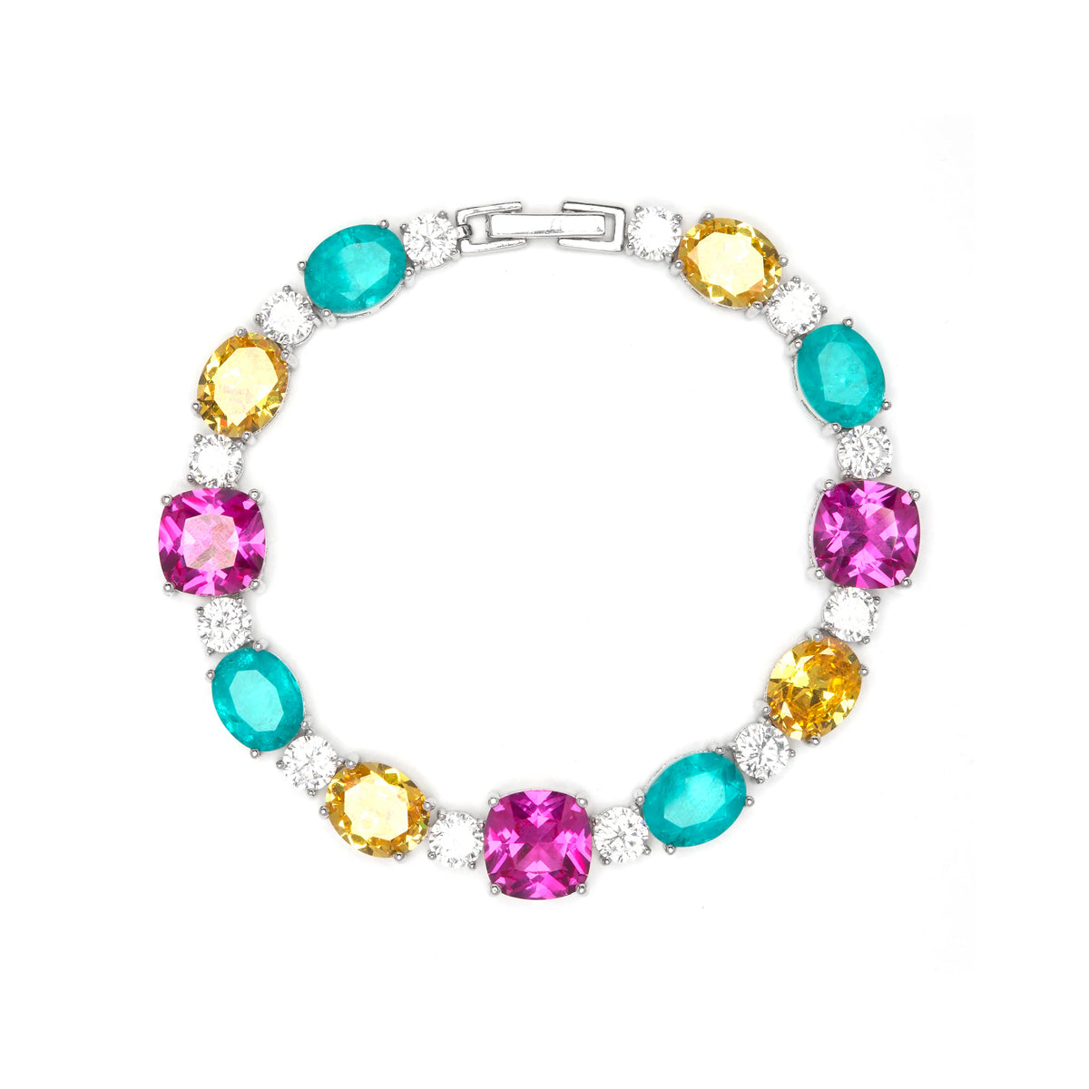 Pulsera de Plata de Ley 925 y Circonita Multicolor acabado en rodio - Beniwa – vista 3