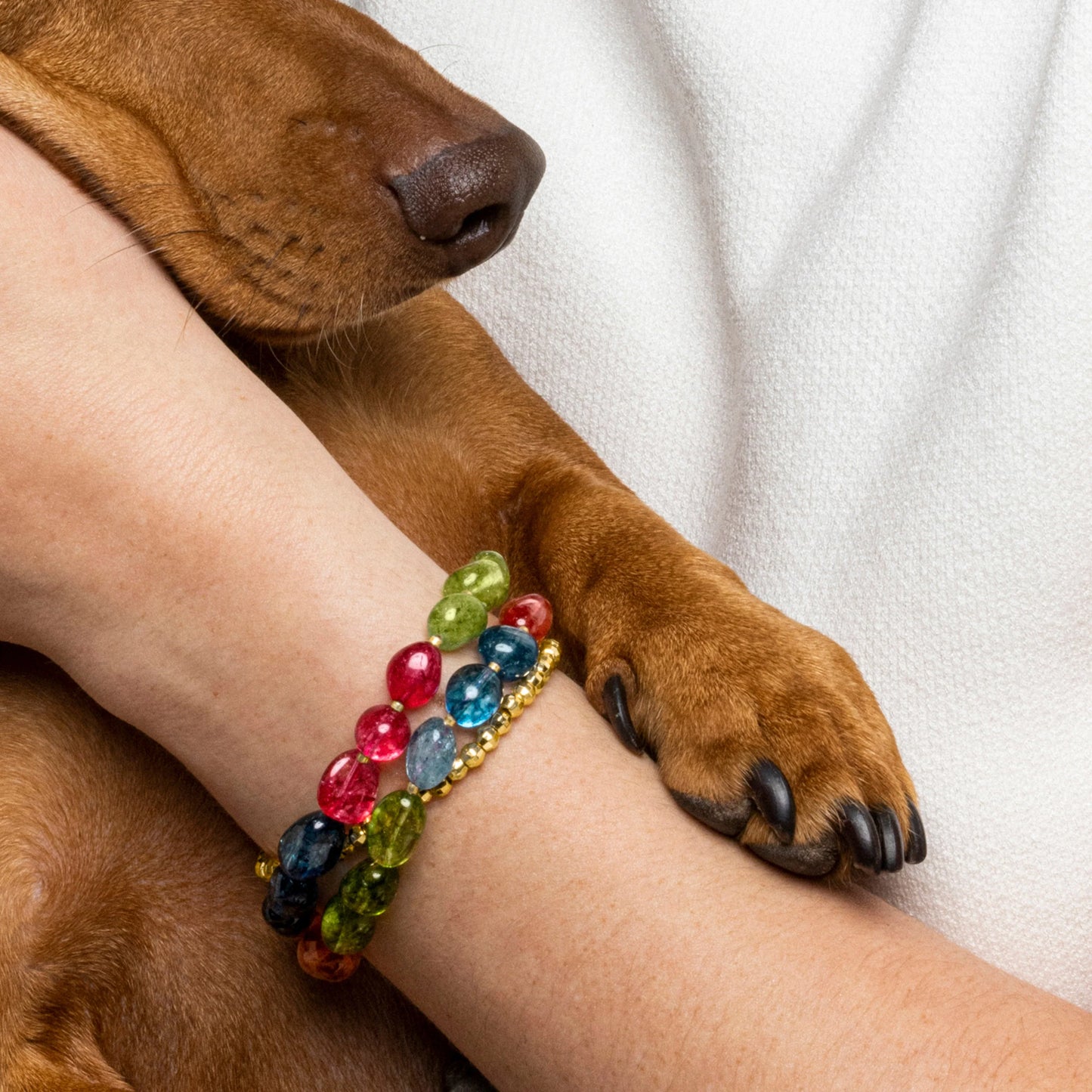 Pulsera de Plata de Ley 925 y Cristal Multicolor acabado oro 18k - Xiua