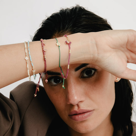 Pulsera de Plata de Ley 925 y Circonita Multicolor acabado en oro amarillo 18k - Dahu