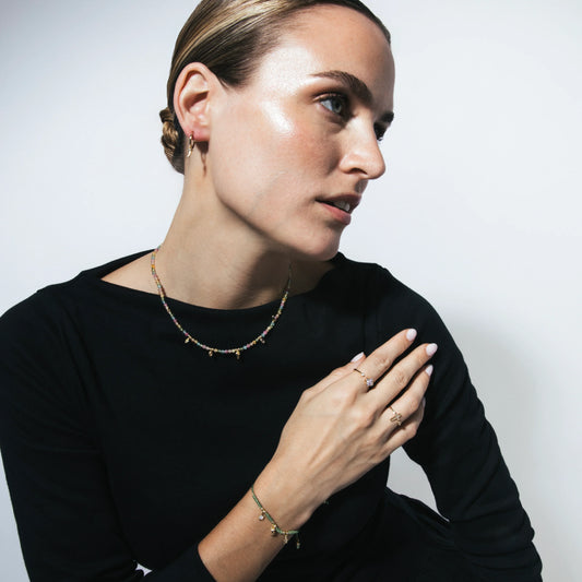 Pulsera de Plata de Ley 925 y Circonita Multicolor acabado en oro amarillo 18k - Esli