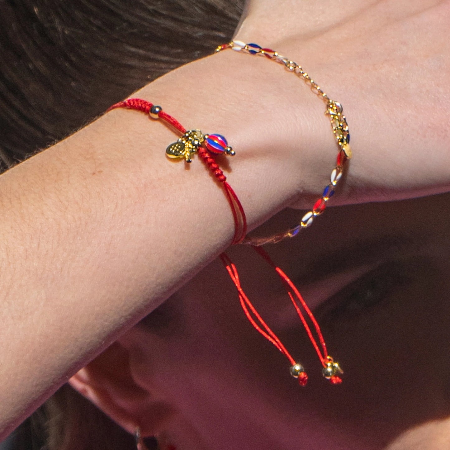 Pulsera de Plata de Ley 925 y Lacado Multicolor acabado oro amarillo de 18k - Xibruk