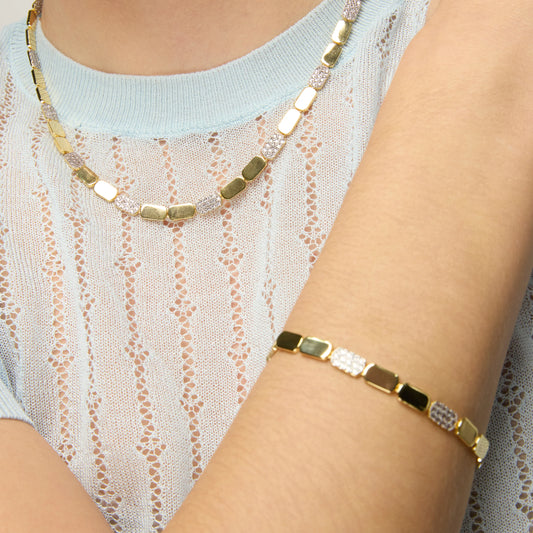 Pulsera de Plata de Ley 925 y Circonita Brillante acabado oro amarillo de 18k - Likgo