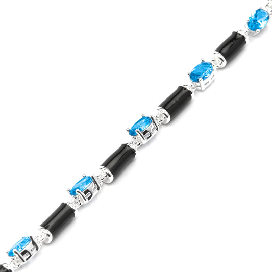 Pulsera de Plata de Ley 925 y Circonita Topacio Azul acabado rodio - Tatui