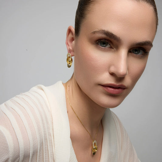 Pendientes de Plata de Ley 925 y Circonita Brillante acabado oro amarillo de 18k - Thydi