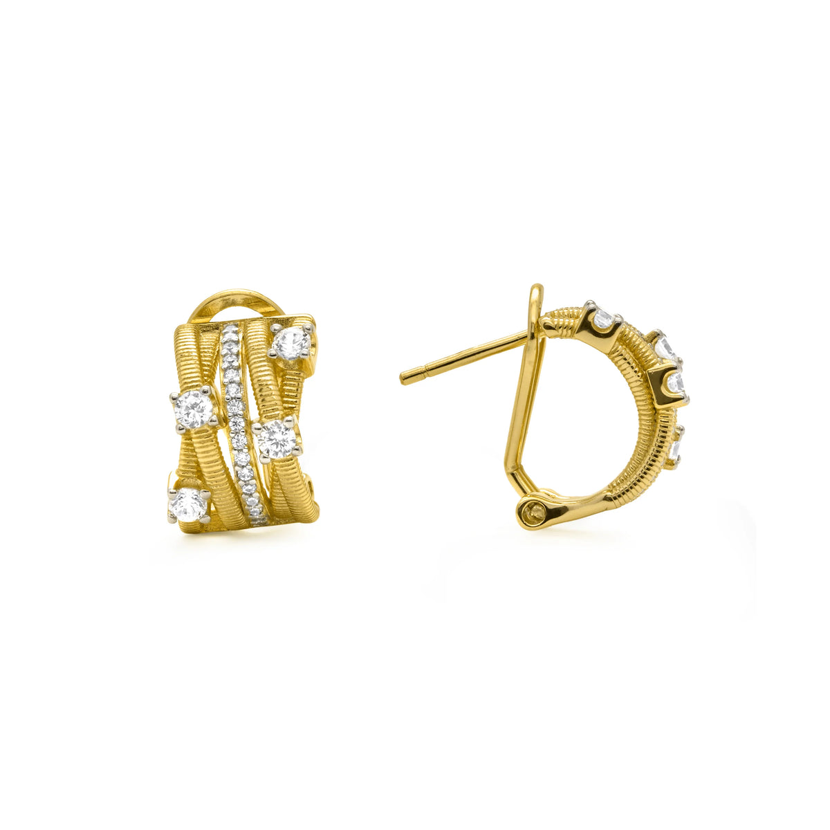 Pendientes de Plata de Ley 925 y Circonita Brillante acabado en oro amarillo 18k - Gnaw