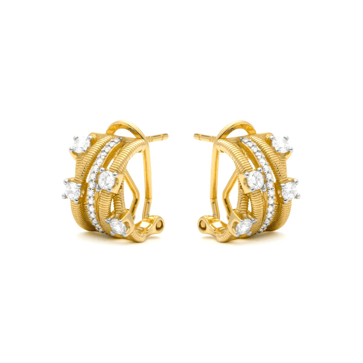 Pendientes de Plata de Ley 925 y Circonita Brillante acabado en oro amarillo 18k - Gnaw – vista 3