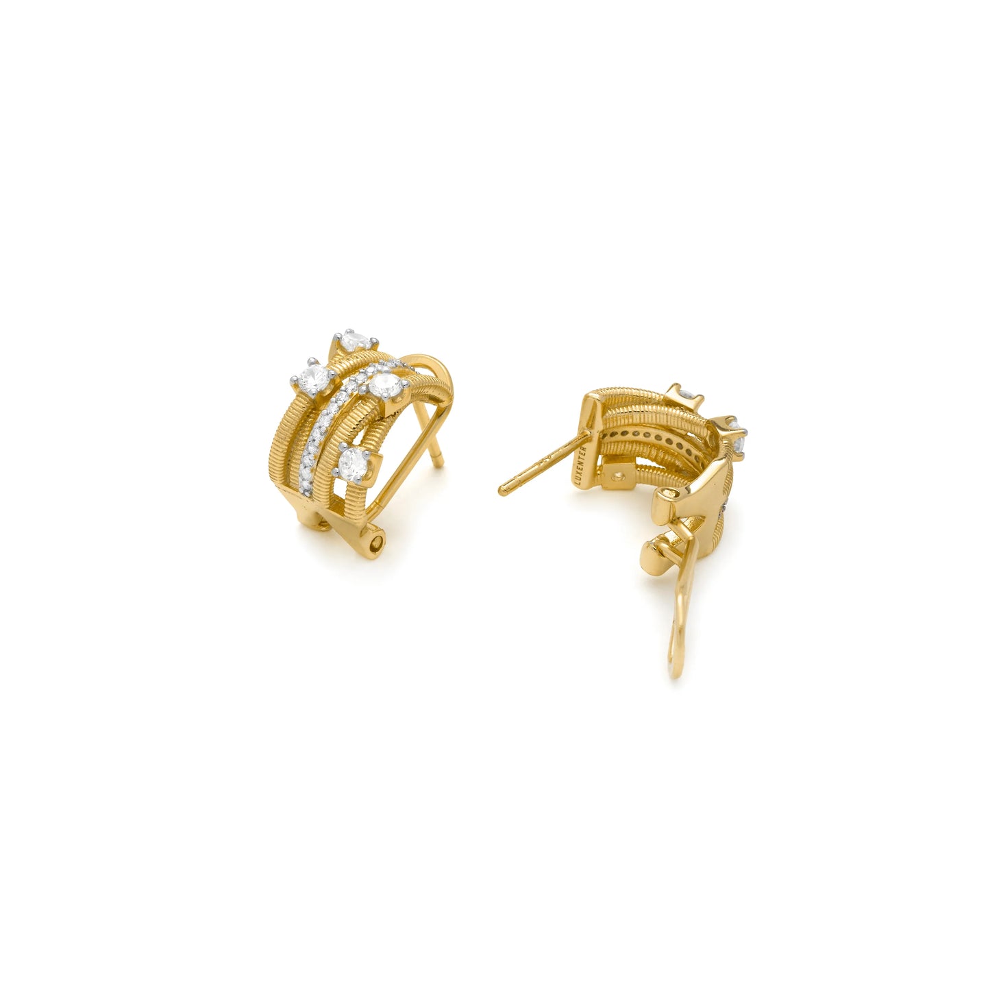 Pendientes de Plata de Ley 925 y Circonita Brillante acabado en oro amarillo 18k - Gnaw