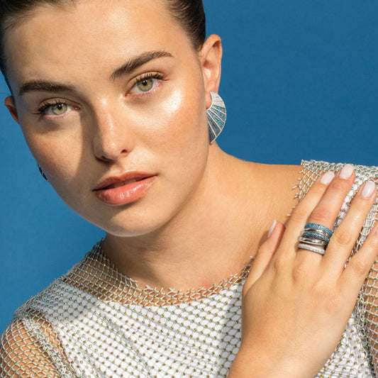 Pendientes de Plata de Ley 925 y Circonita Topacio Azul acabado en rodio - Neoma