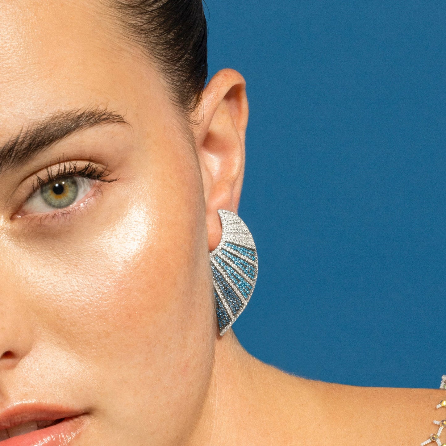 Pendientes de Plata de Ley 925 y Circonita Topacio Azul acabado en rodio - Neoma