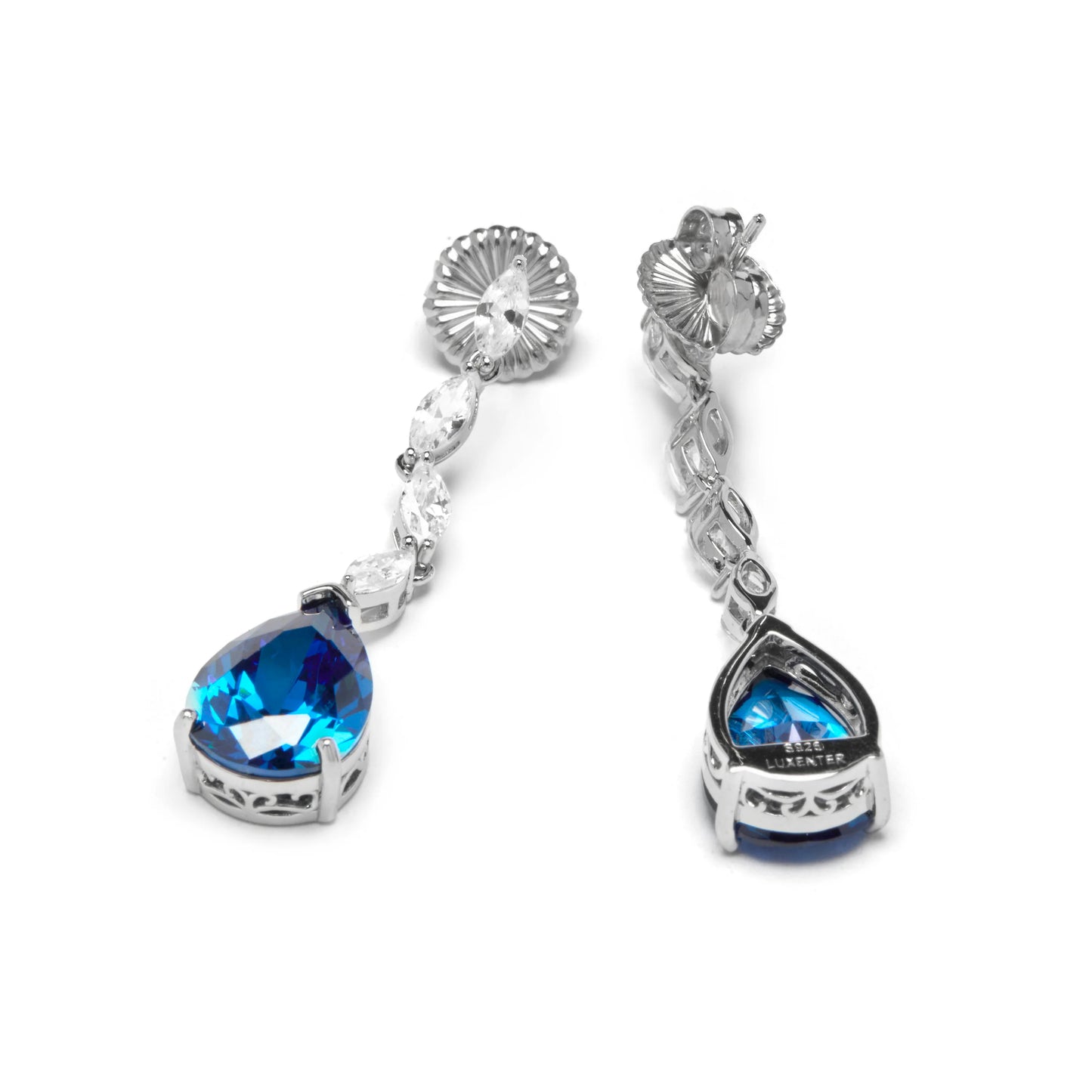 Pendientes de Plata de Ley 925 y Circonita Zafiro acabado en rodio - Leaye