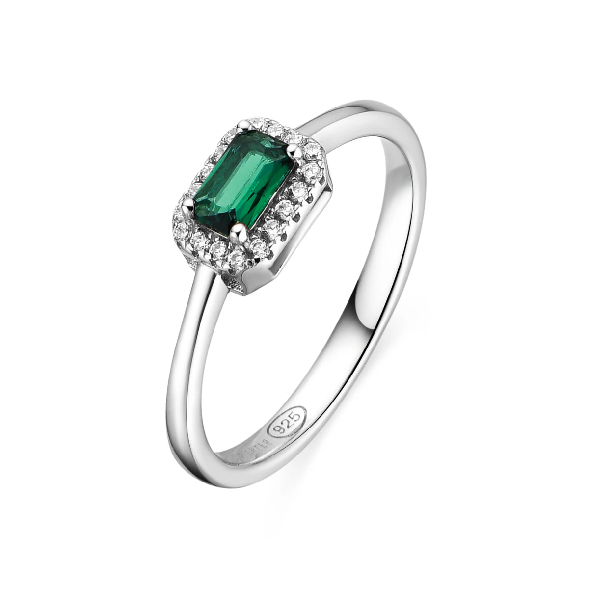 Anillo de Plata de Ley 925 y Circonita Verde acabado en rodio - Sesh