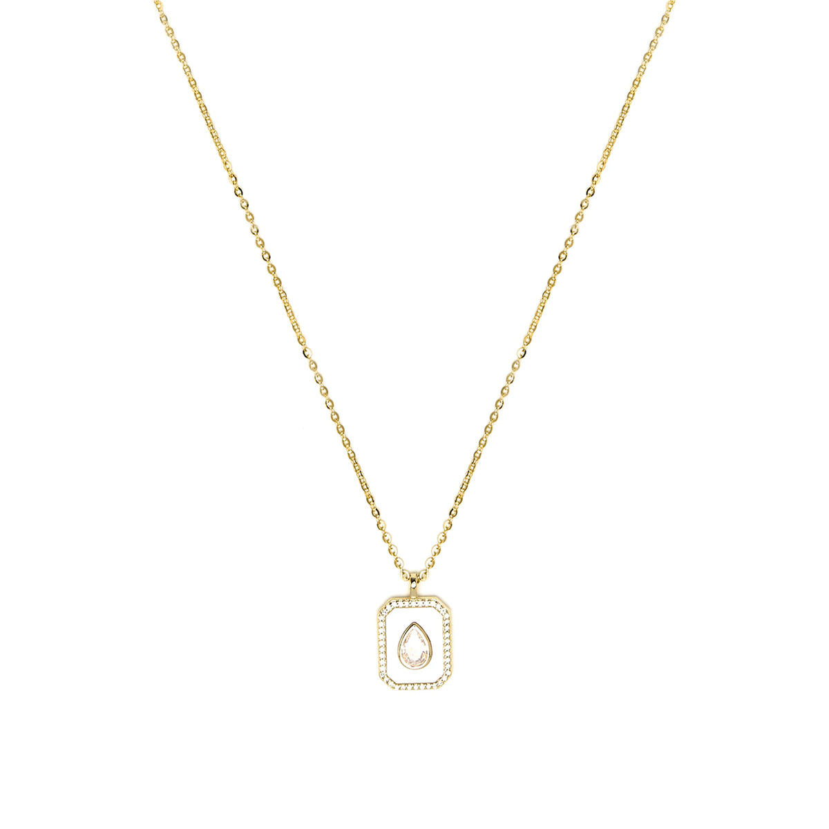 Collar de Plata de Ley 925 y Madreperla Blanca acabado en oro amarillo 18k - Baleh