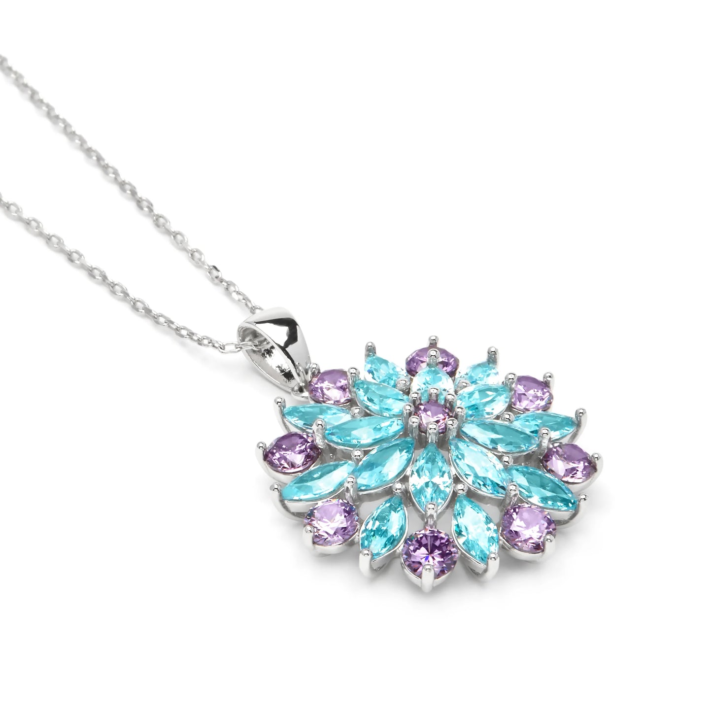 Collar de Plata de Ley 925 y Circonita Aguamarina acabado en rodio - Uvonda