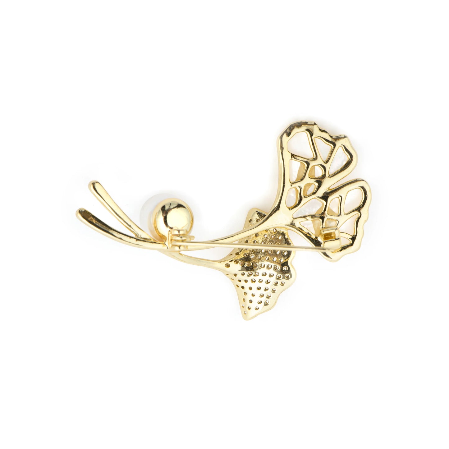 Broche de Madreperla Blanca acabado en oro amarillo 18k - Ainya