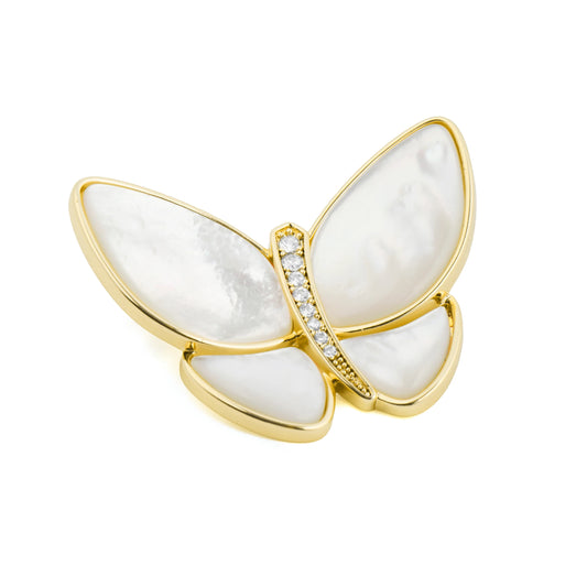 Broche de Madreperla Blanca acabado en oro amarillo 18k - Bulor