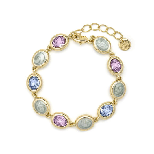 Pulsera de Cuarzo Hidrotermal Multicolor acabado en oro amarillo 18k - Asbi