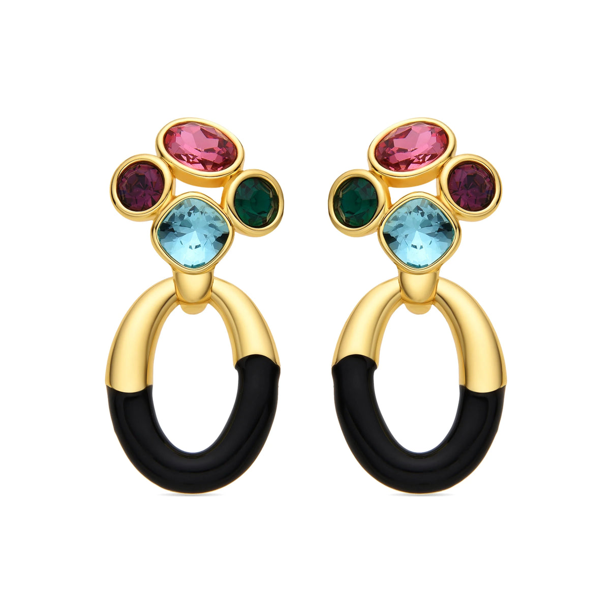 Pendientes con Circonita Multicolor acabado oro 18k - Adba