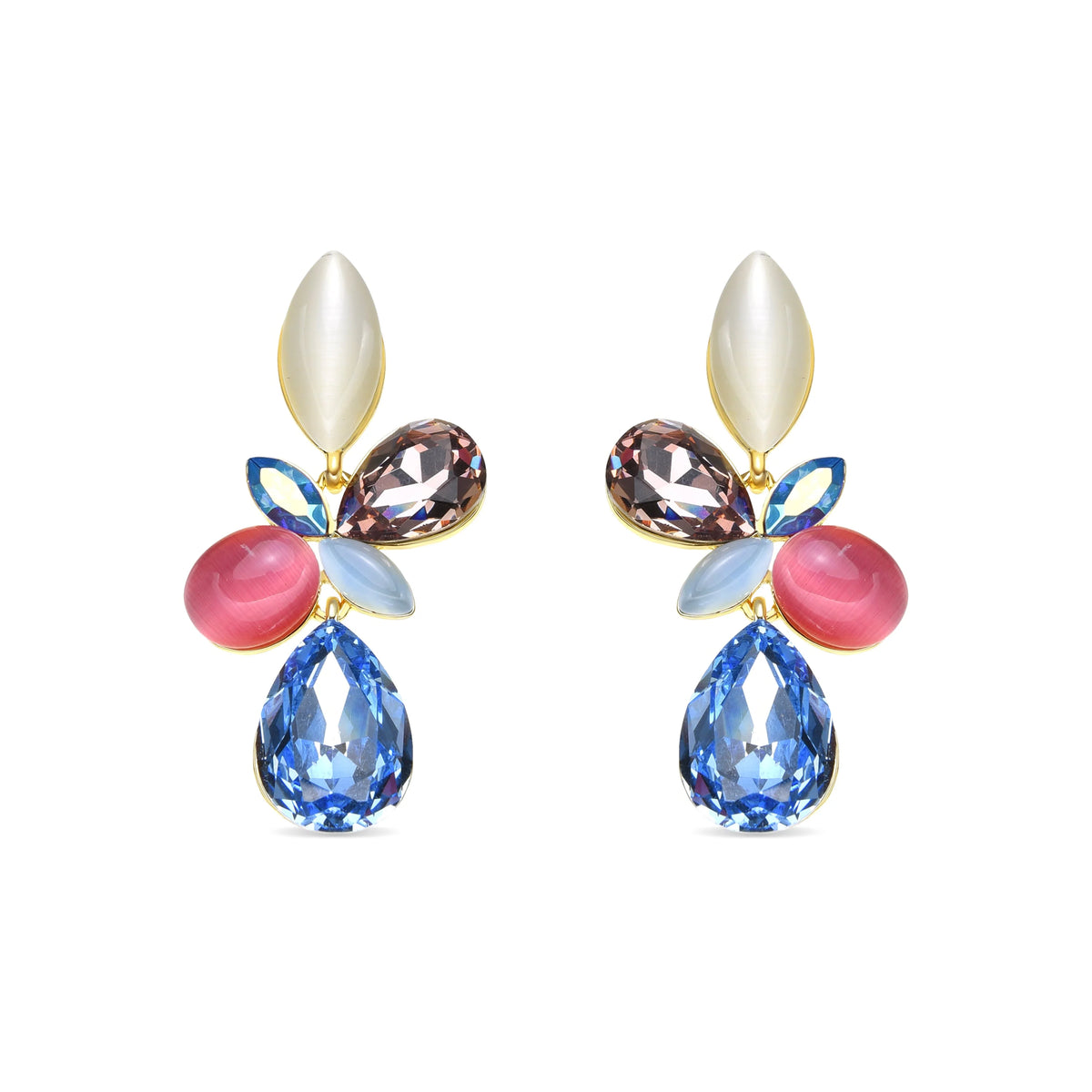 Pendientes acabado oro amarillo de 18k y Cristal Multicolor - Kaya