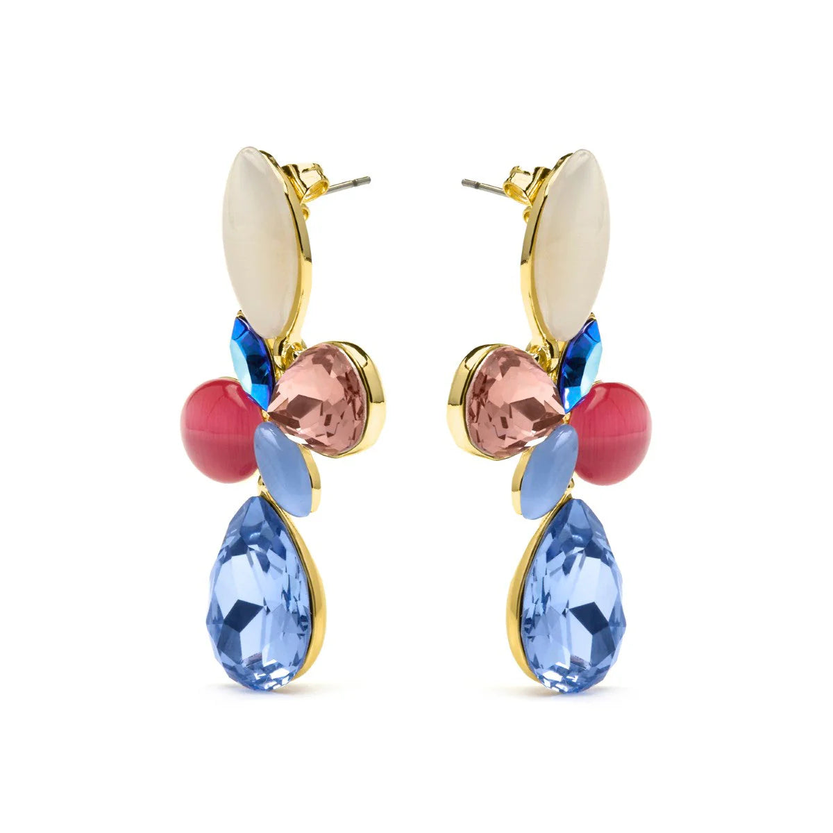 Pendientes acabado oro amarillo de 18k y Cristal Multicolor - Kaya – vista 3