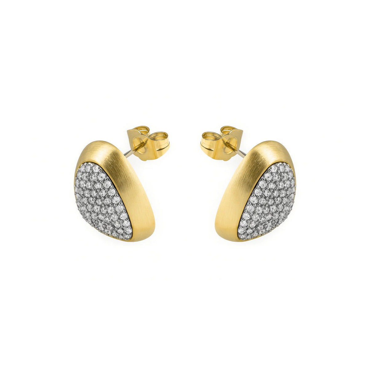 Pendientes de Circonita Brillante acabado en oro amarillo 18k - Mebra – vista 3