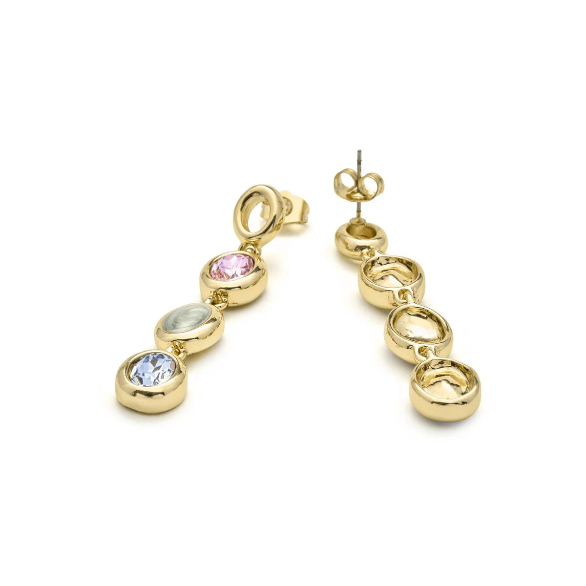 Pendientes de Cuarzo Hidrotermal Multicolor acabado en oro amarillo 18k - Asbi