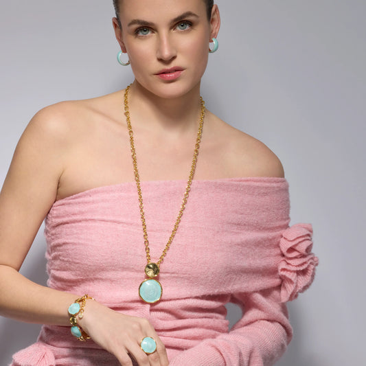 Collar acabado oro amarillo de 18k y Lacado Azul - Talorzi