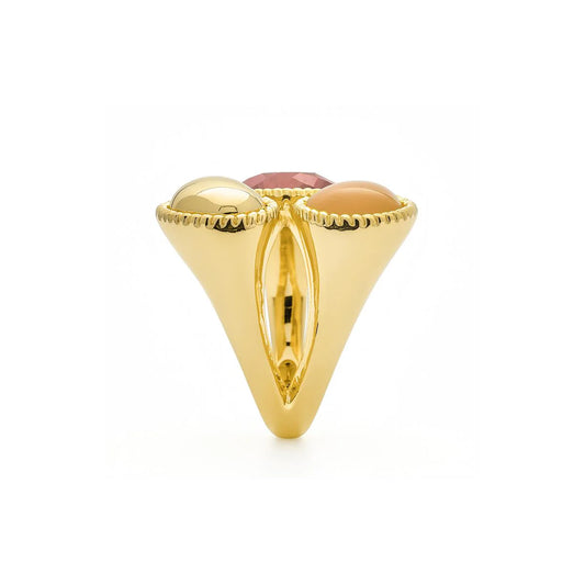 Anillo de Cuarzo Hidrotermal Multicolor acabado en oro amarillo 18k - Zalya