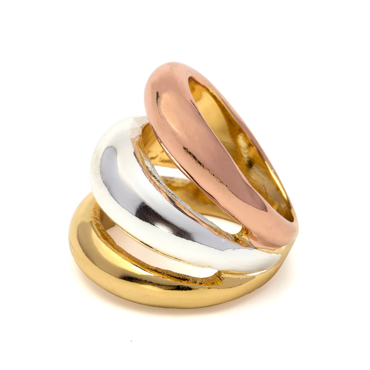 Anillo acabado en Rodio, oro amarillo y rosa de 18k - Simsi