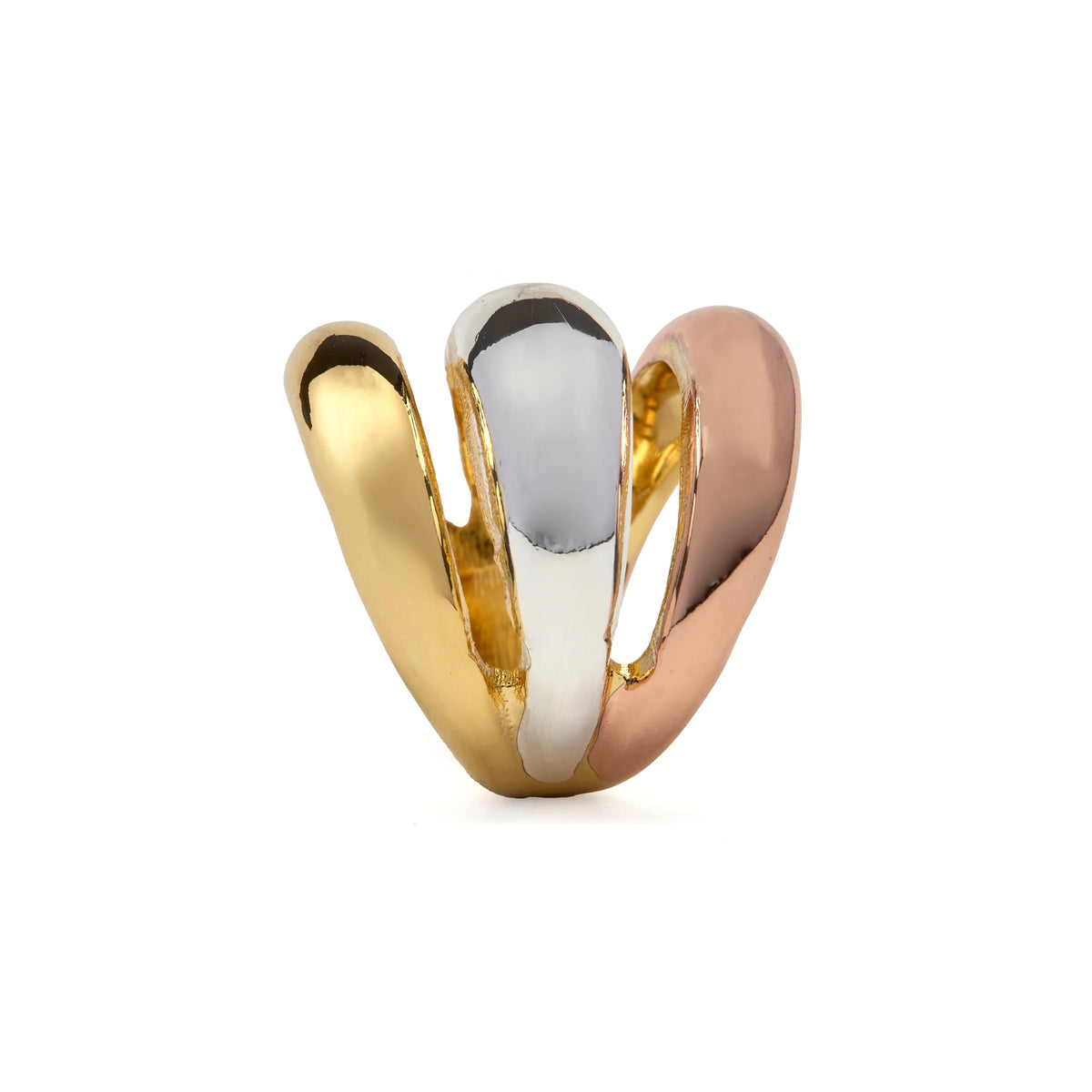 Anillo acabado en Rodio, oro amarillo y rosa de 18k - Simsi – vista 3