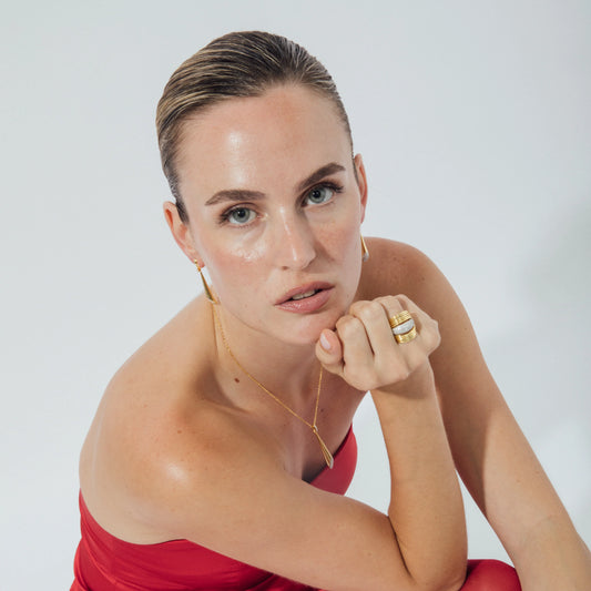 Anillo de Plata de Ley 925 y Circonita Brillante acabado en oro amarillo 18k - Hue