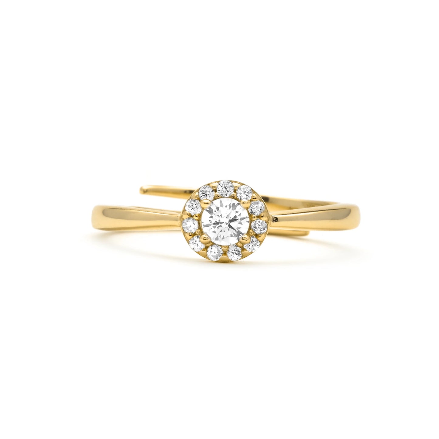 Anillo de Plata de Ley 925 y Circonita Brillante acabado en oro amarillo 18k - Aldra