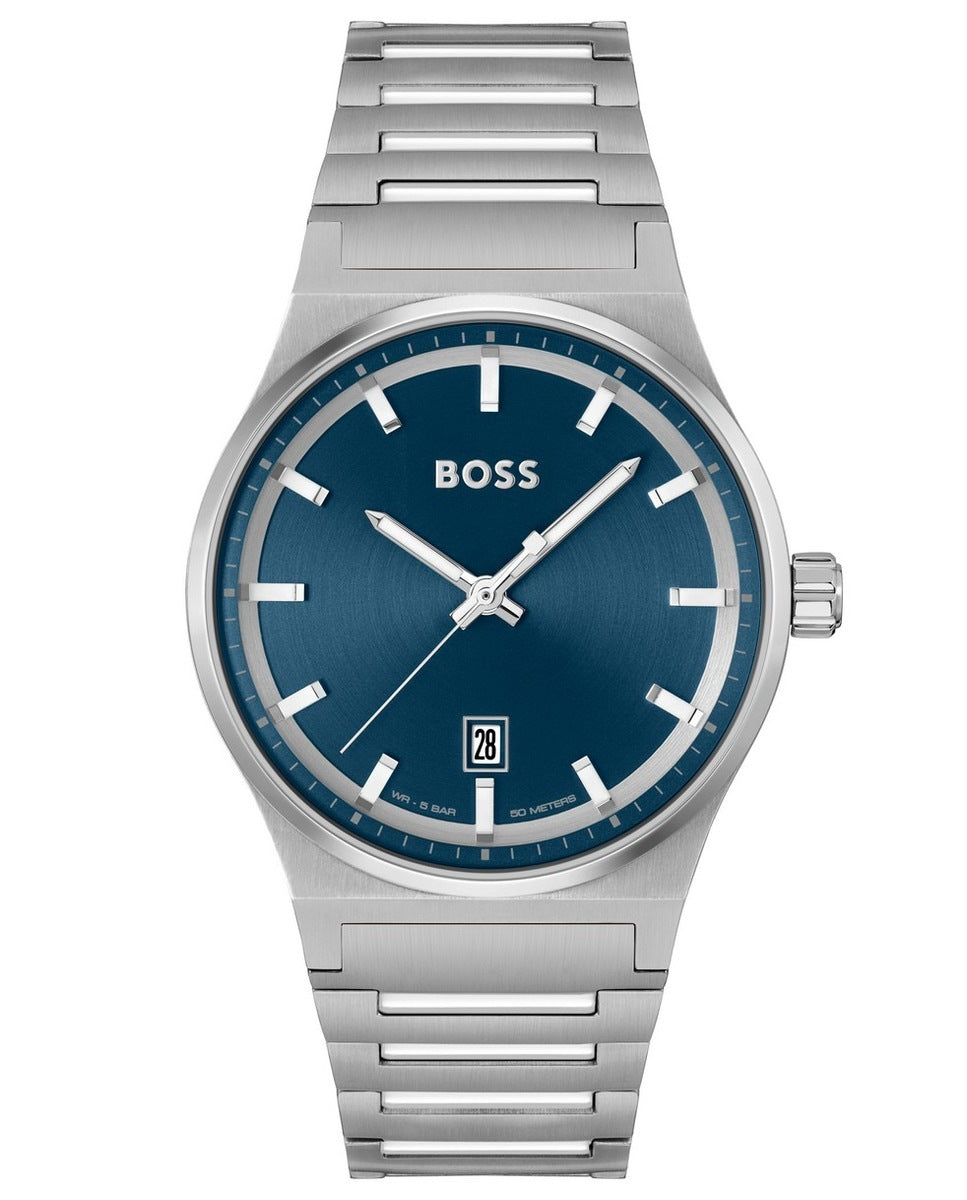 Reloj Hugo Boss Candor con esfera azul y correa de acero inoxidable