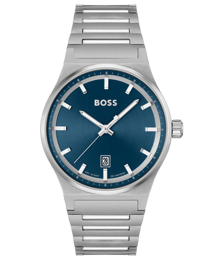 Reloj Hugo Boss Candor con esfera azul y correa de acero inoxidable