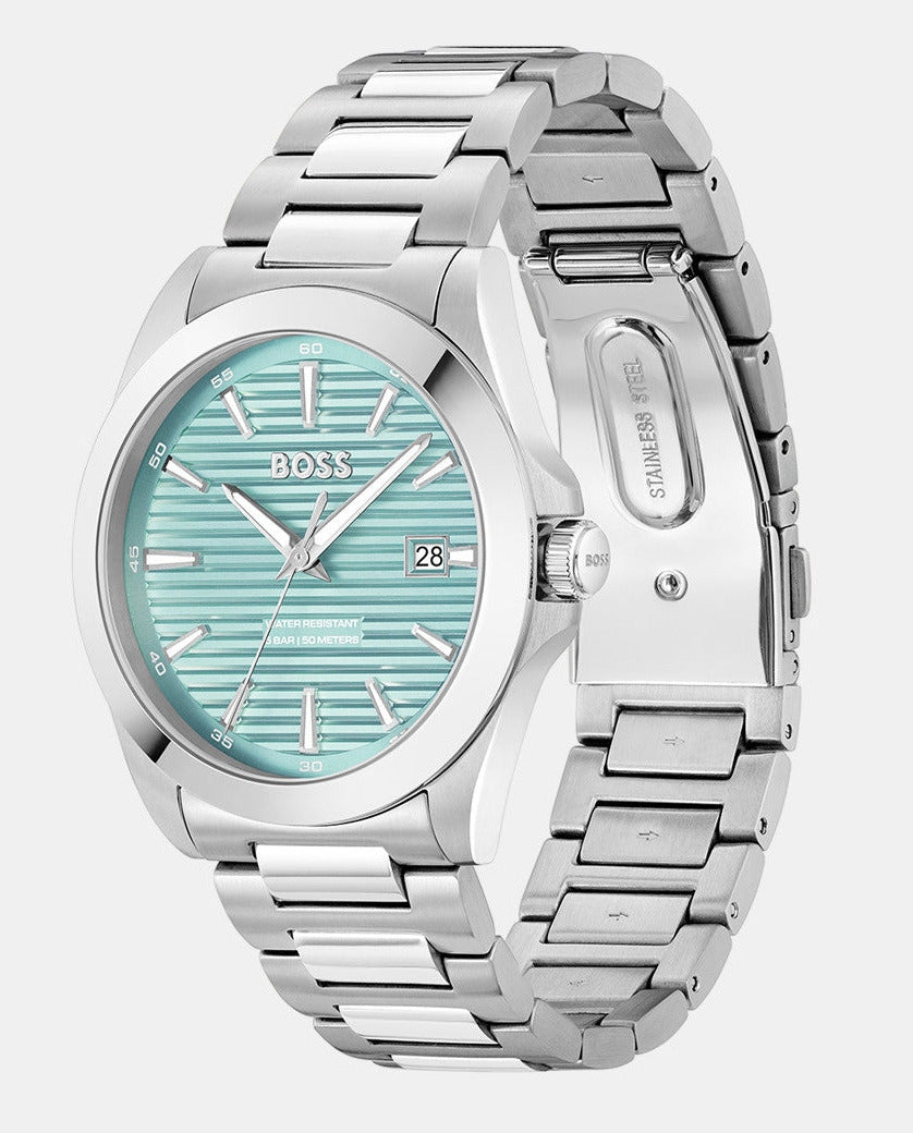 Reloj Hugo Boss Strike 1514171, elegante reloj de tres agujas con función de fecha, diseño moderno y caja redonda.