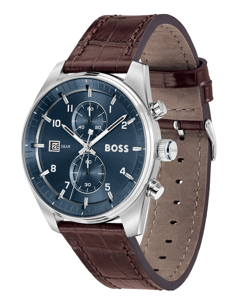 Reloj Hugo Boss Skytraveller Chronograph - Esfera azul con cronógrafo y efecto rayo de sol
