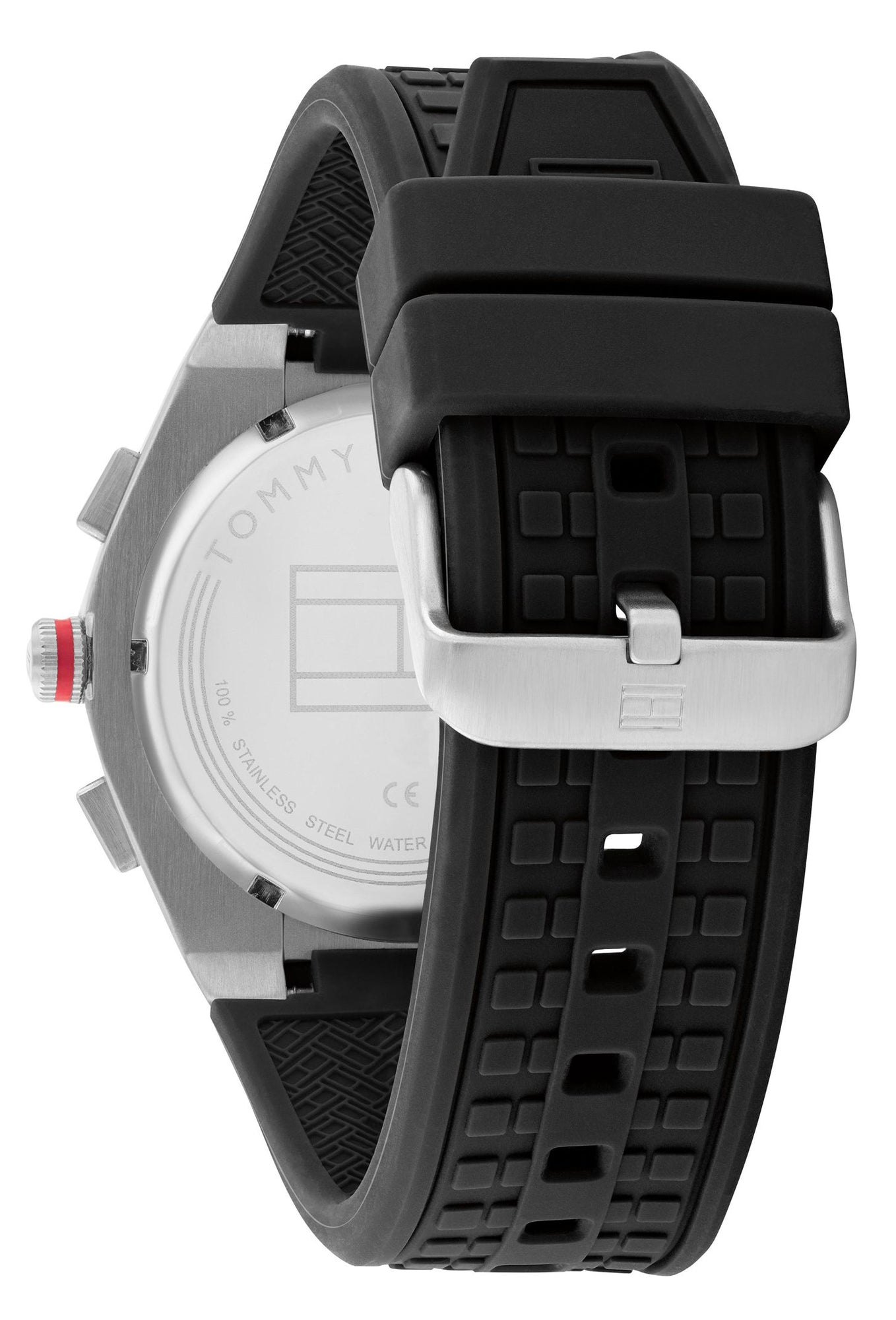 Correa de goma negra del reloj Tommy Hilfiger Connor