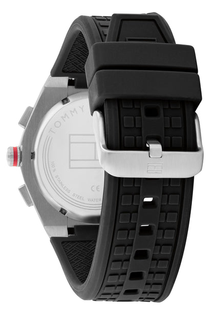 Correa de goma negra del reloj Tommy Hilfiger Connor