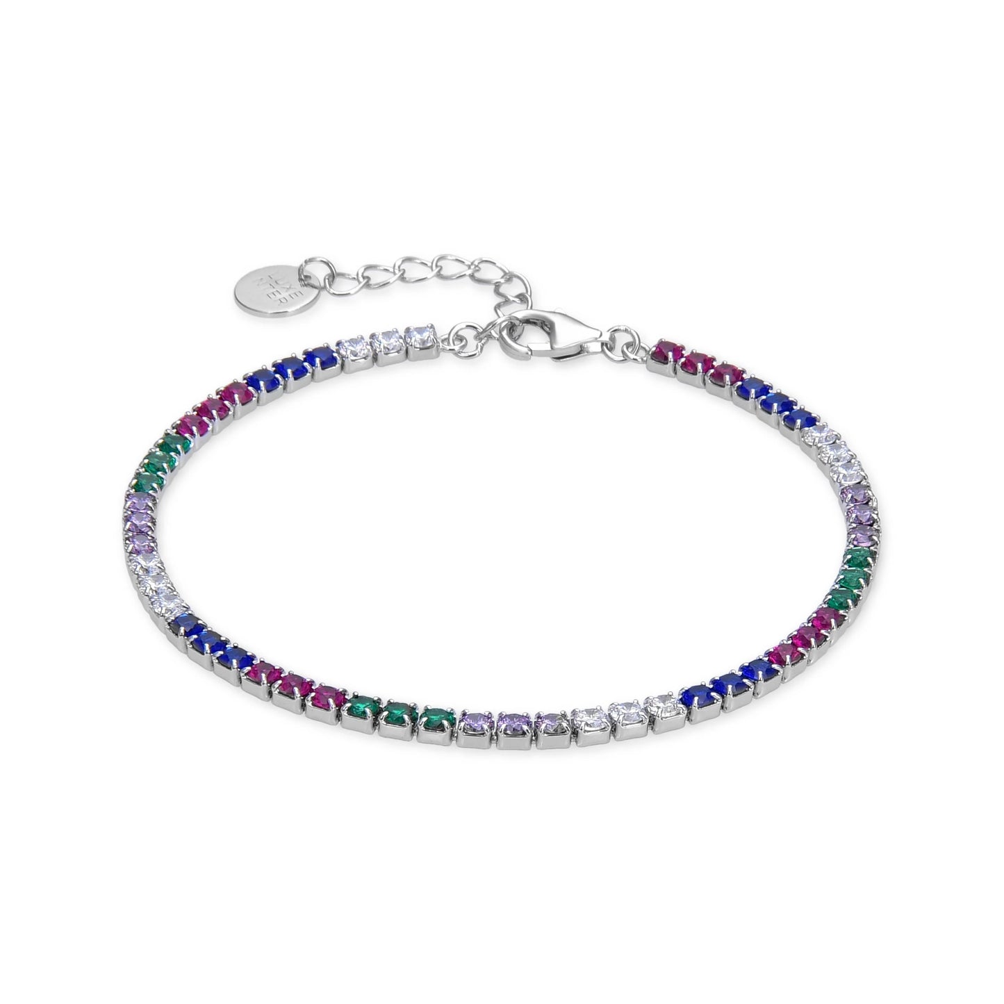 Pulsera de Plata de Ley 925 con Circonita Multicolor acabada en rodio - Tahu