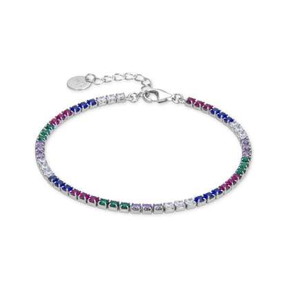 Pulsera de Plata de Ley 925 con Circonita Multicolor acabada en rodio - Tahu