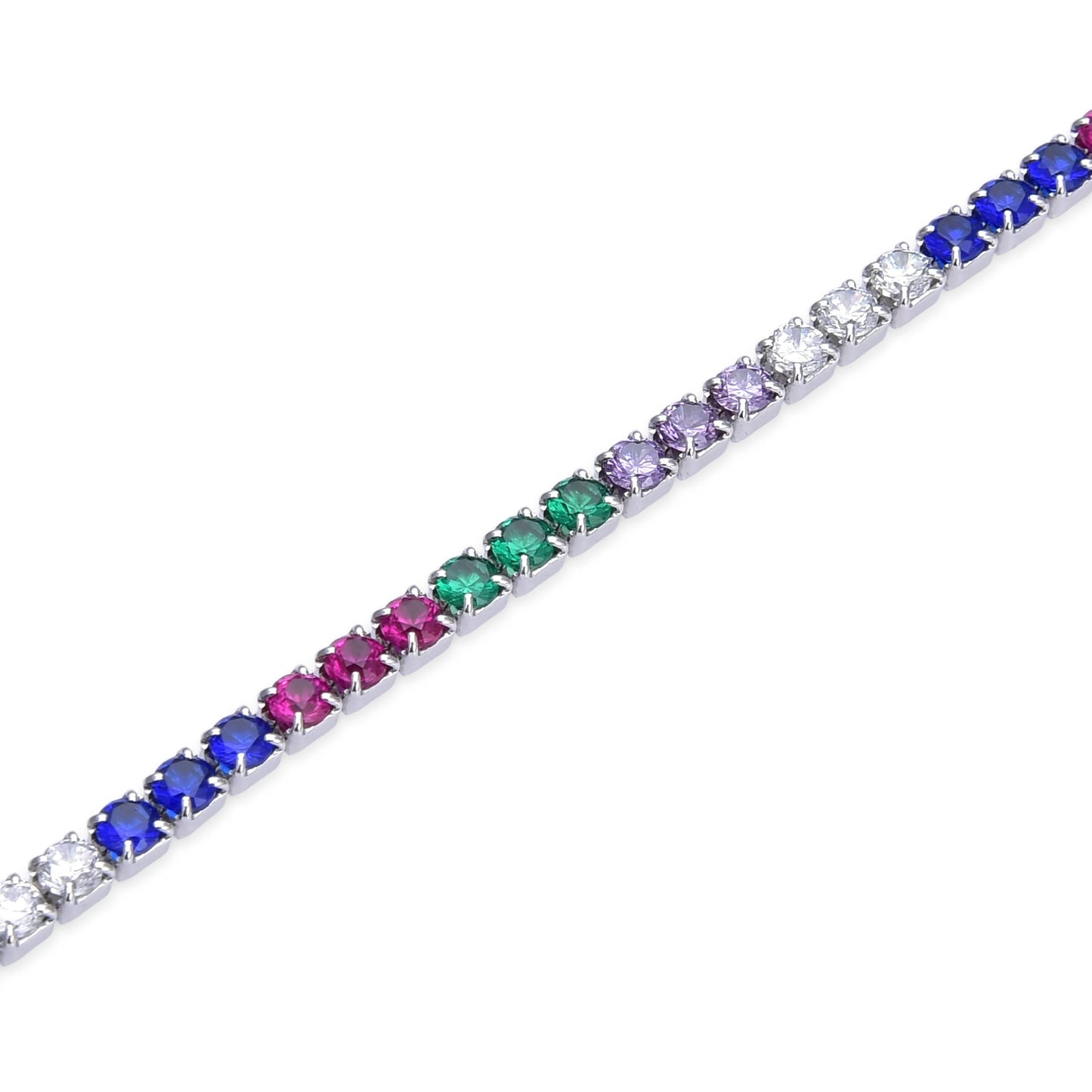 Pulsera de Plata de Ley 925 con Circonita Multicolor acabada en rodio - Tahu