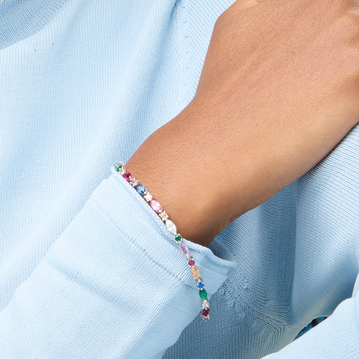 Pulsera de Plata de Ley 925 y Circonita Multicolor acabada en rodio - Zoela