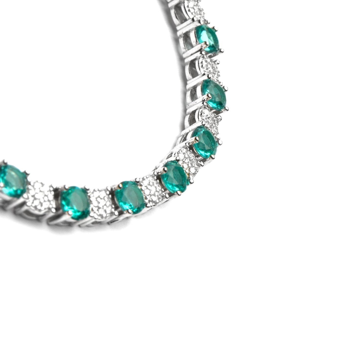 Pulsera de Plata de Ley 925 y Cuarzo Hidrotermal Verde Claro acabado en rodio - Raikash