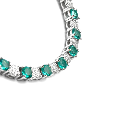 Pulsera de Plata de Ley 925 y Cuarzo Hidrotermal Verde Claro acabado en rodio - Raikash